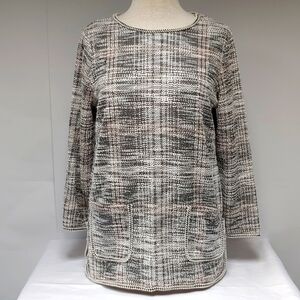 Max Studio Cream and White Cream Tweed Tunic Top Size M NWT
